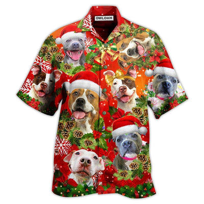 Hawaiian Shirt / Adults / S Pitbull Christmas Dogs Are Family - Hawaiian Shirt - Owls Matrix LTD