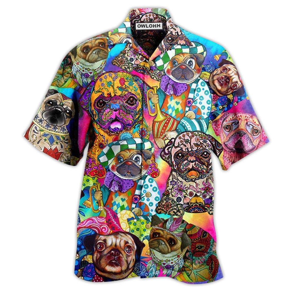 Hawaiian Shirt / Adults / S Pug Dogs Colorful Cute - Hawaiian Shirt - Owls Matrix LTD