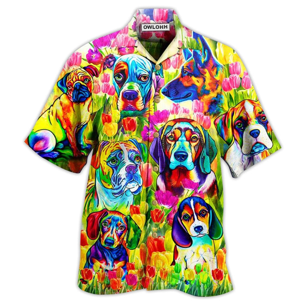 Hawaiian Shirt / Adults / S Dogs Colorfull Tulip - Hawaiian Shirt - Owls Matrix LTD