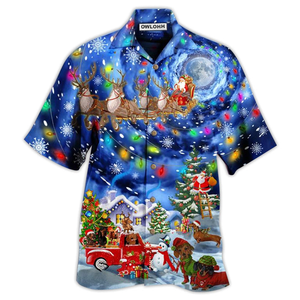 Hawaiian Shirt / Adults / S Dachshund Love Xmas Night - Hawaiian Shirt - Owls Matrix LTD