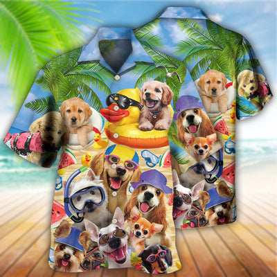 Dogs Funny Summer Of Happy Puppies - Hawaiian Shirt - Owls Matrix LTD