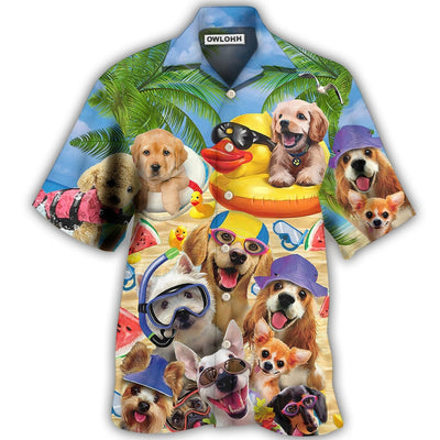 Hawaiian Shirt / Adults / S Dogs Funny Summer Of Happy Puppies - Hawaiian Shirt - Owls Matrix LTD