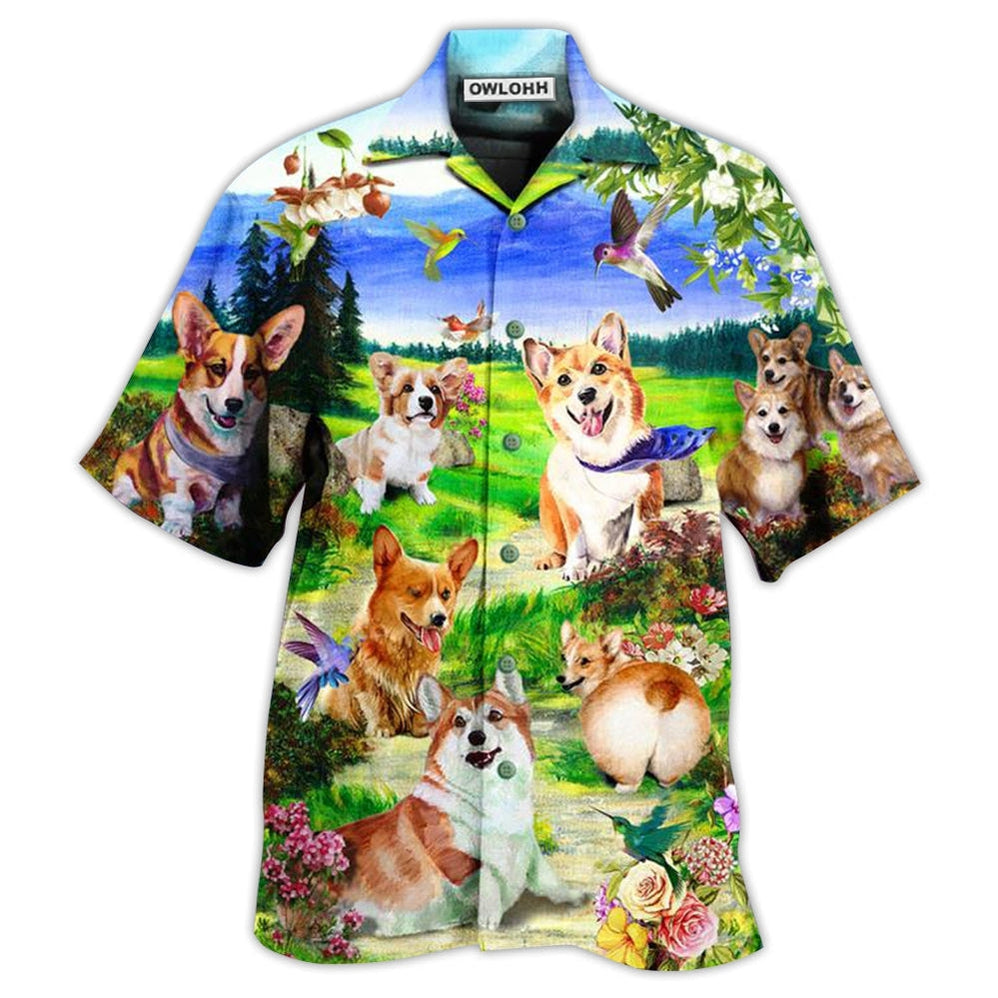 Hawaiian Shirt / Adults / S Corgi Dogs Love Blue Sky - Hawaiian Shirt - Owls Matrix LTD