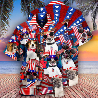 Dogs Patriotic America - Hawaiian Shirt - Owls Matrix LTD