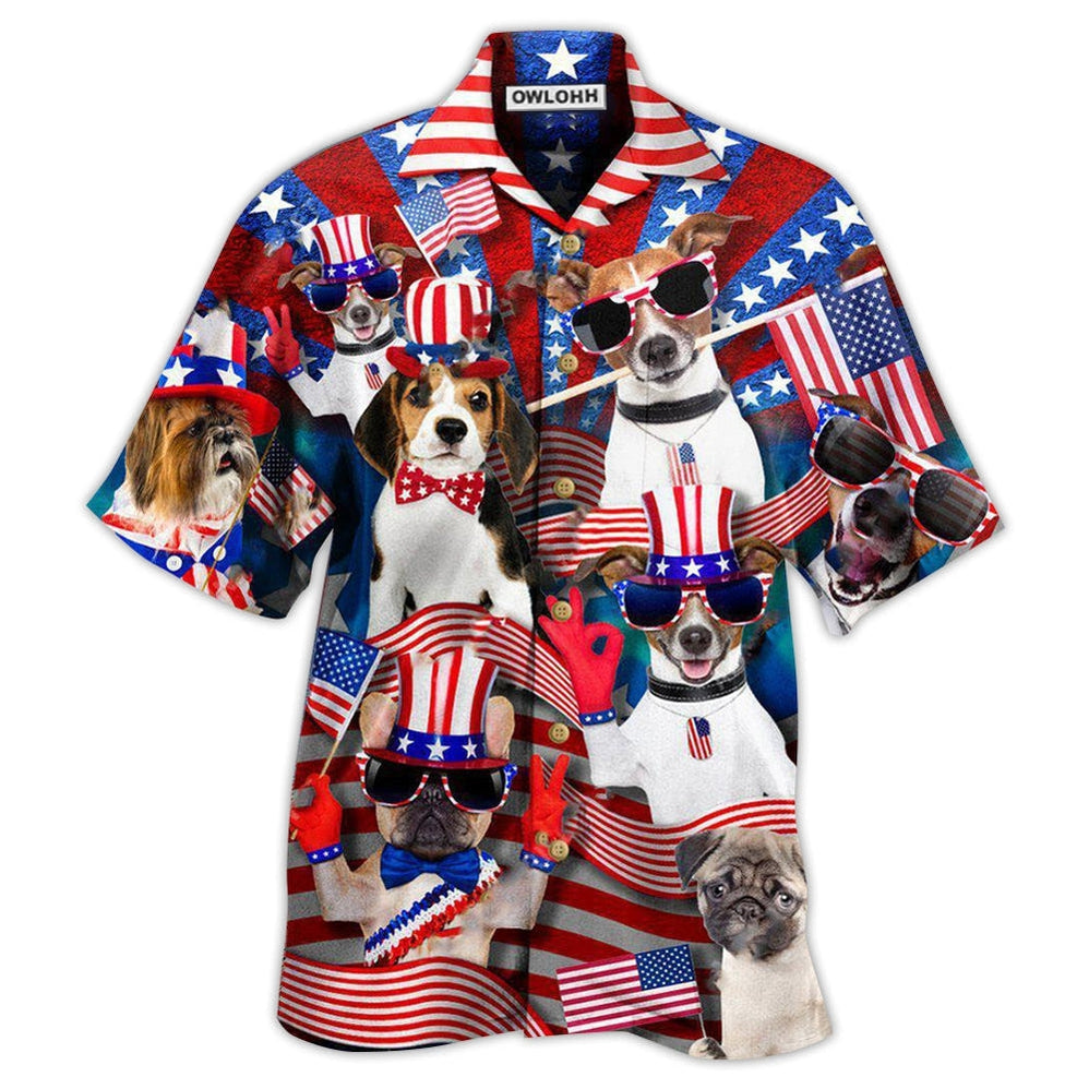 Hawaiian Shirt / Adults / S Dogs Patriotic America - Hawaiian Shirt - Owls Matrix LTD