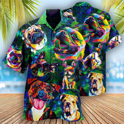 Dogs Peace Love And Colorful - Hawaiian Shirt - Owls Matrix LTD