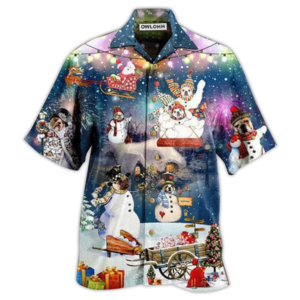 Hawaiian Shirt / Adults / S Dogs Snowdog Merry Christmas Night Funny - Hawaiian Shirt - Owls Matrix LTD