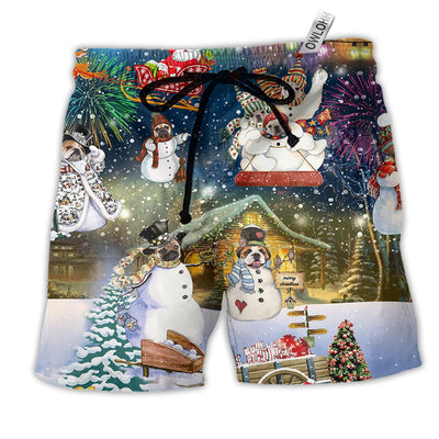 Beach Short / Adults / S Dog Snowdog Merry Christmas Funny Style - Beach Short - Owls Matrix LTD