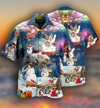 Dogs Snowdog Merry Christmas Night Funny - Hawaiian Shirt - Owls Matrix LTD