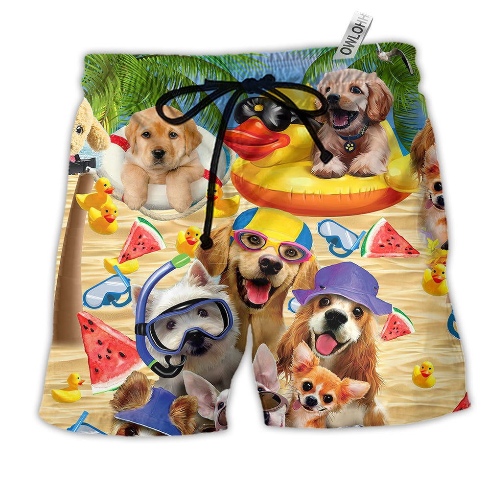 Beach Short / Adults / S Dog Summer Of Happy Puppies Hot Summer Beach - Beach Short - Owls Matrix LTD
