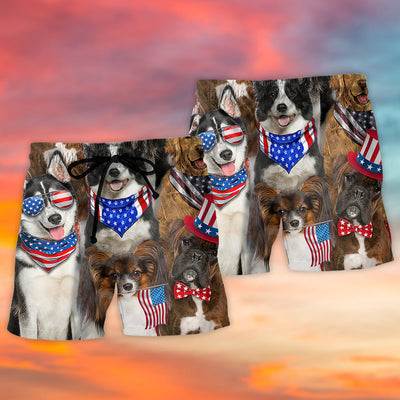 Dogs Love Independence Day Cool Lover - Beach Short - Owls Matrix LTD