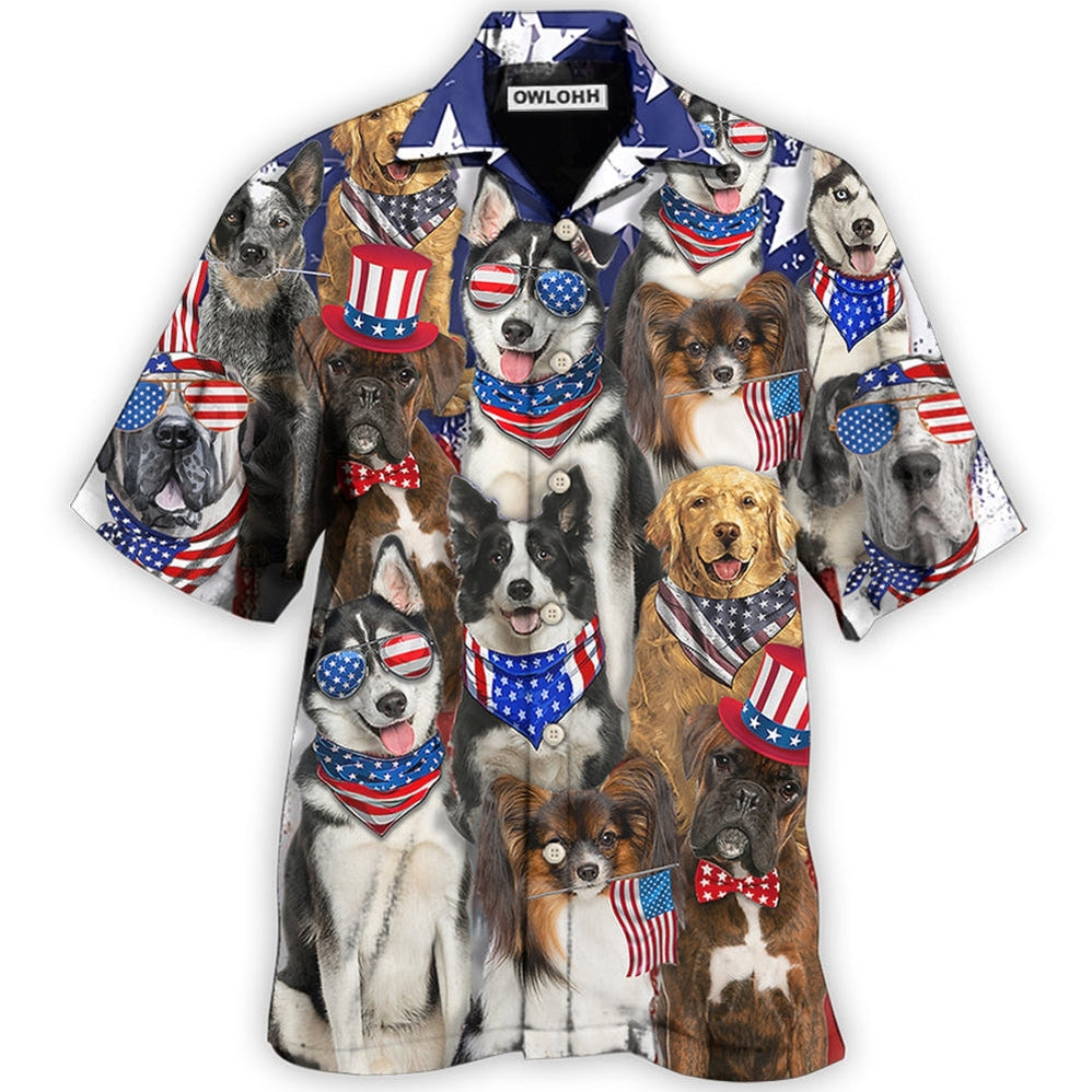Hawaiian Shirt / Adults / S Dogs Independence Day Funny Love Style - Hawaiian Shirt - Owls Matrix LTD