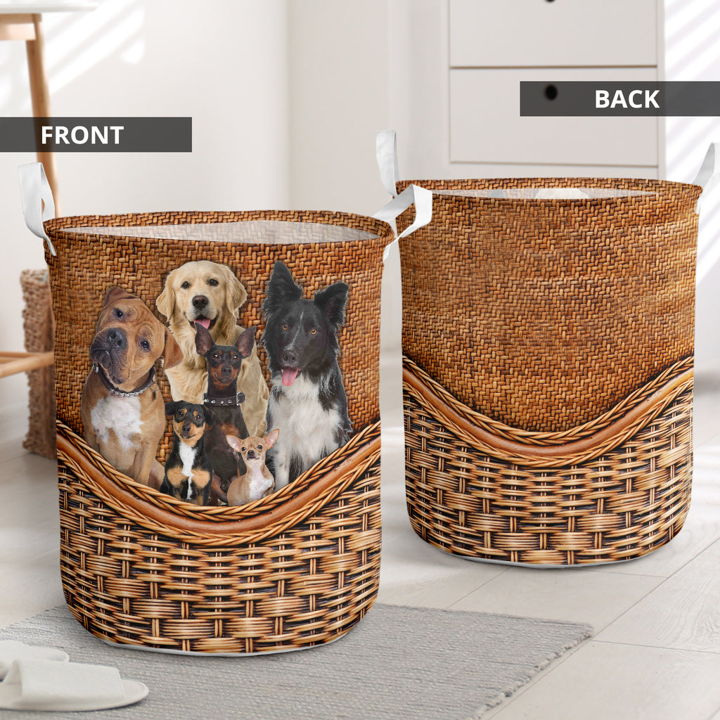 Dog Paw Rattan Teaxture Love Dog - Laundry Basket - Owls Matrix LTD