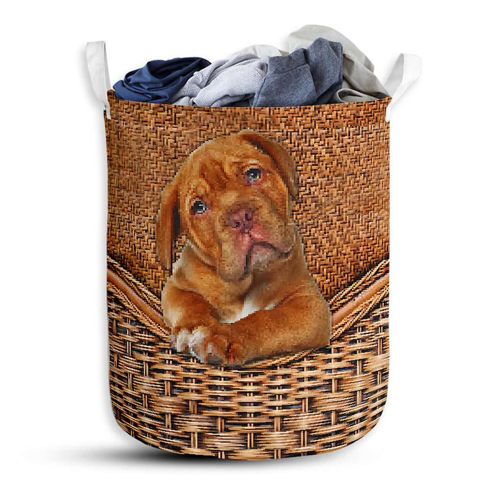 Dogue De Bordeaux Dog Rattan Teaxture - Laundry Basket - Owls Matrix LTD