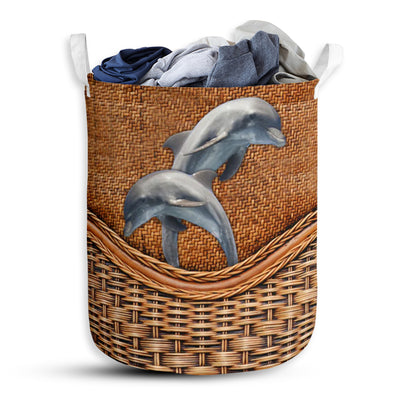 Dolphin With Their Love - Laundry Basket - Owls Matrix LTD