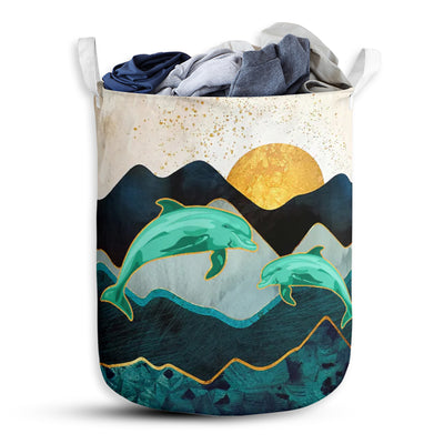Dolphin's Landscape - Laundry Basket - Owls Matrix LTD