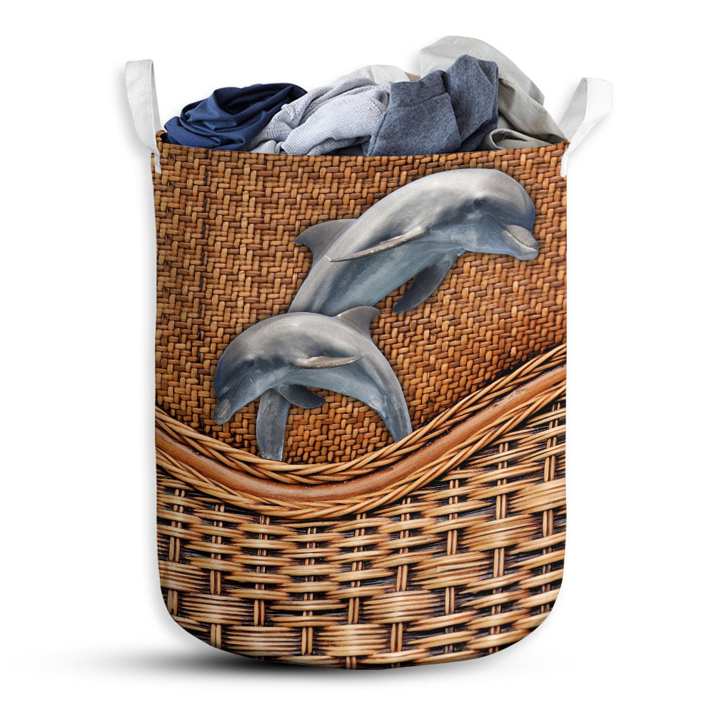 S: 17.72”x13.78” (45x35 cm) Dolphin Basic Style - Laundry Basket - Owls Matrix LTD