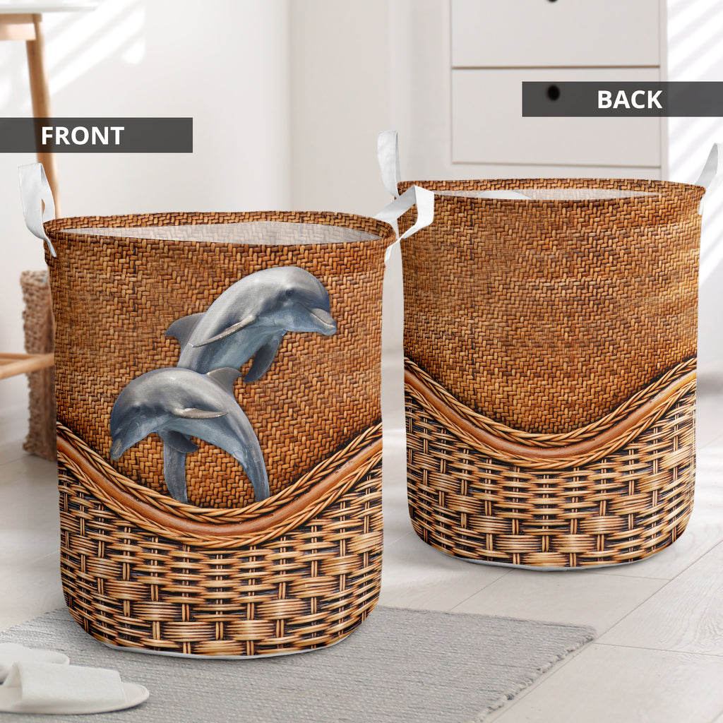 Dolphin With Their Love - Laundry Basket - Owls Matrix LTD
