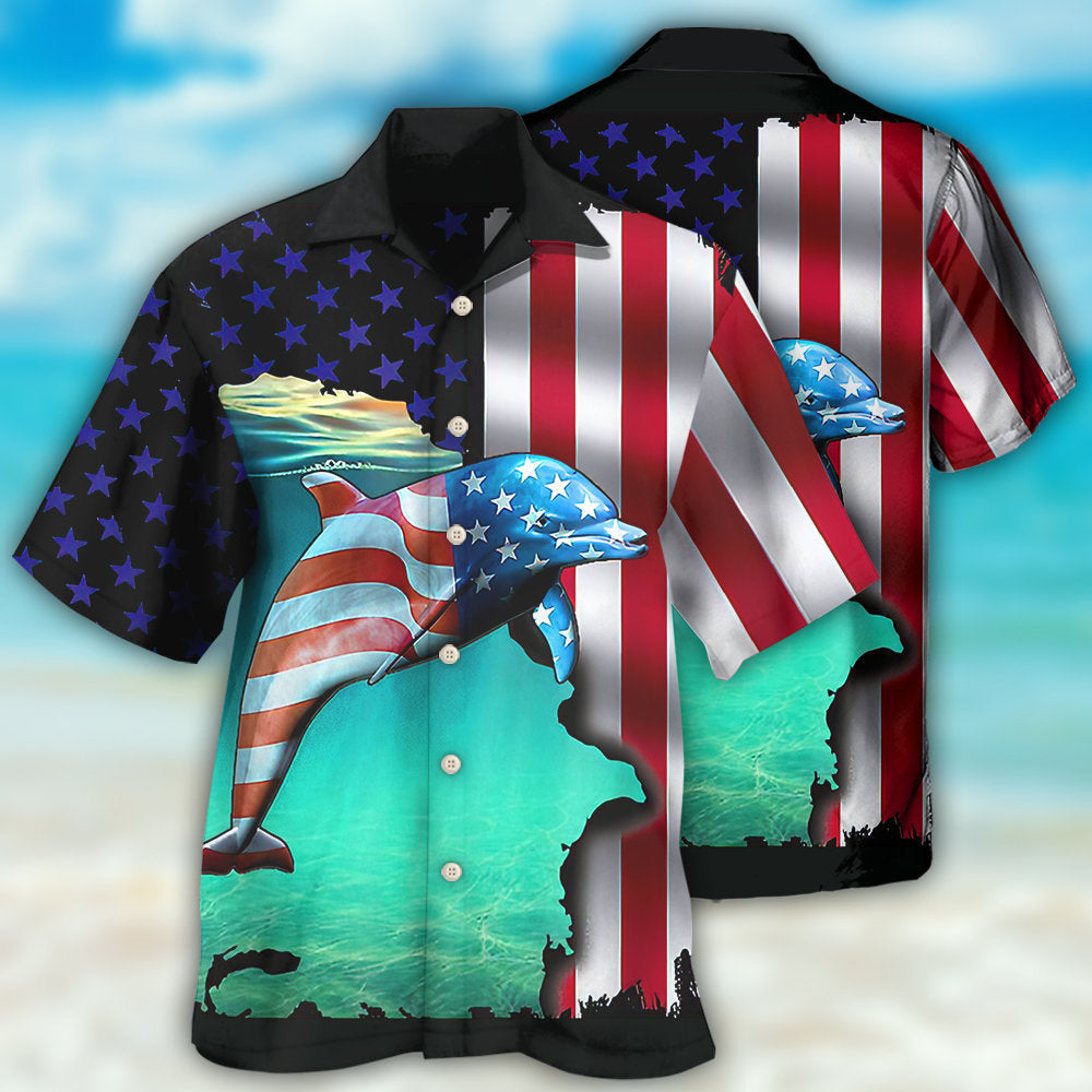 Dolphin Independence Day - Hawaiian Shirt - Owls Matrix LTD
