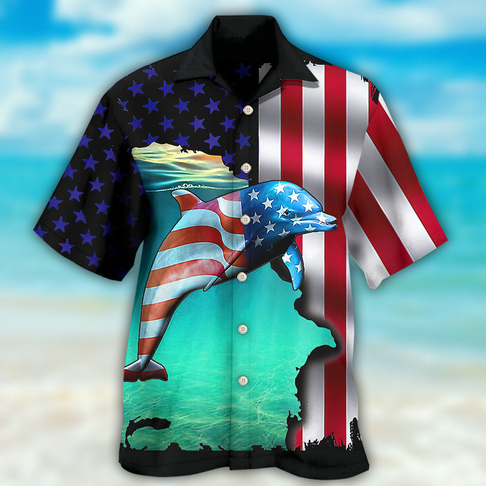 Dolphin Independence Day - Hawaiian Shirt - Owls Matrix LTD