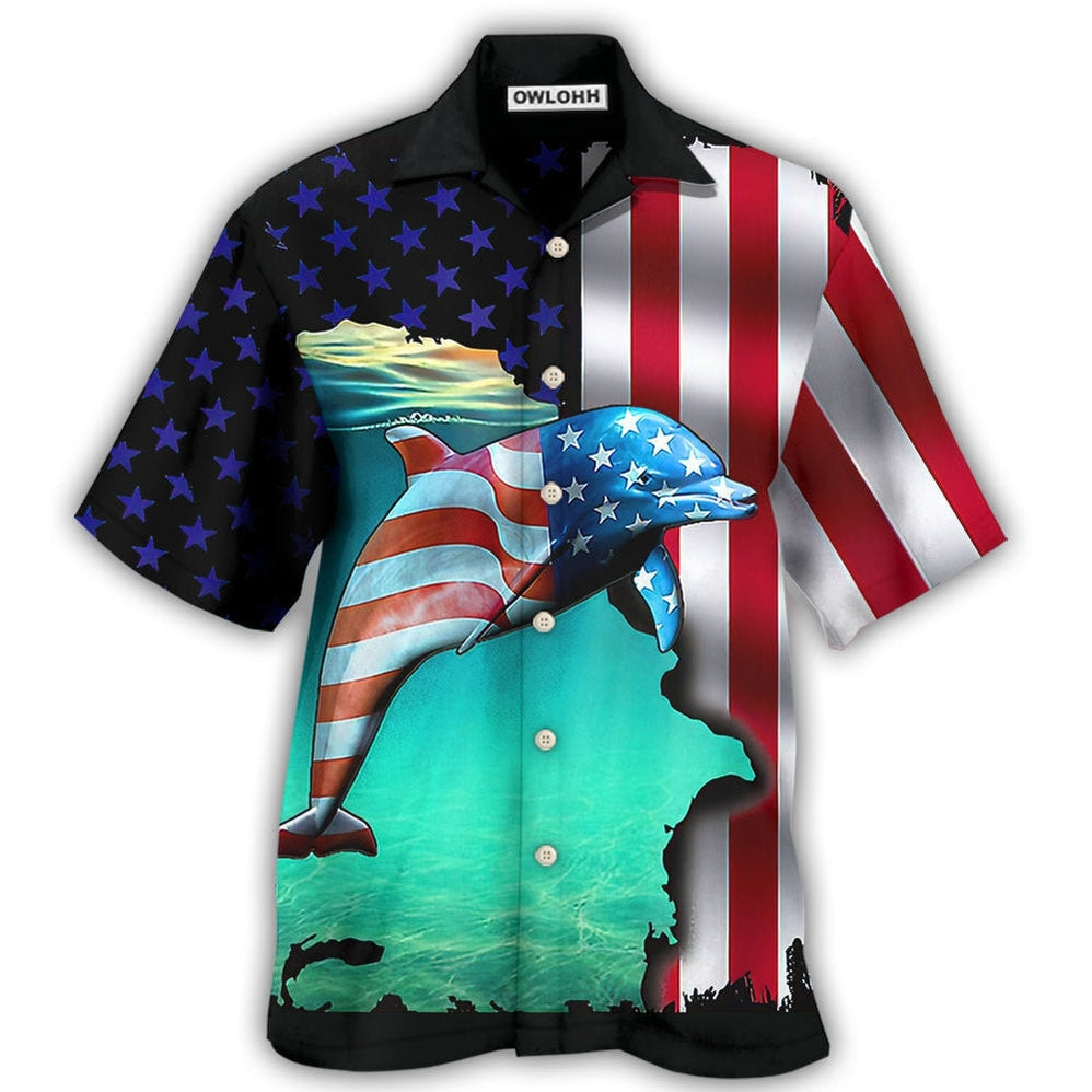 Hawaiian Shirt / Adults / S Dolphin Independence Day - Hawaiian Shirt - Owls Matrix LTD