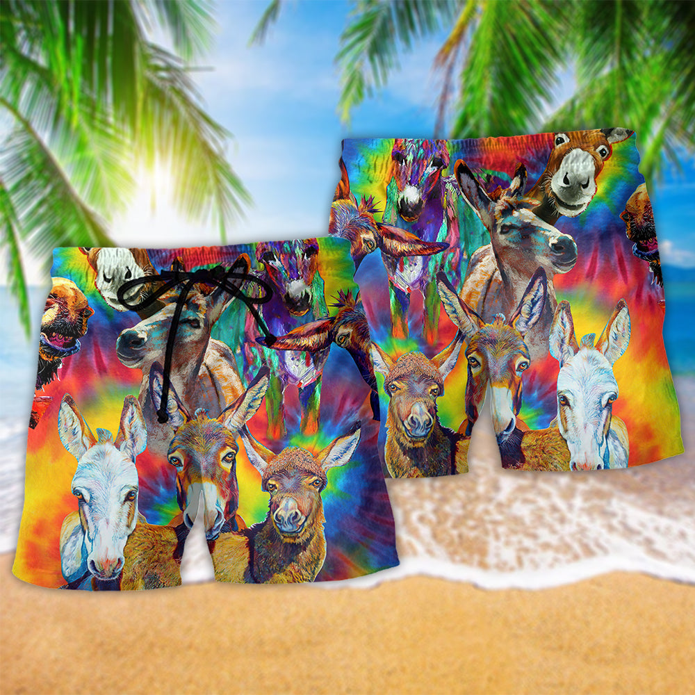 Donkey Animals Love Color Always Smile - Beach Short - Owls Matrix LTD