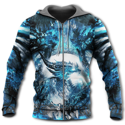 Zip Hoodie / S Viking Dragon Amazing Blue Style - Hoodie - Owls Matrix LTD
