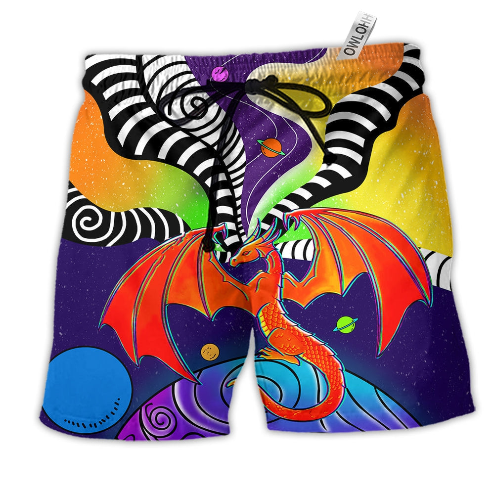 Beach Short / Adults / S Dragon Color Galaxy Style - Beach Short - Owls Matrix LTD