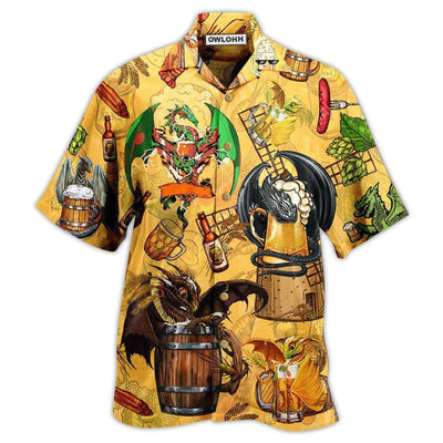 Hawaiian Shirt / Adults / S Dragon Drunkgon Loves Beer - Hawaiian Shirt - Owls Matrix LTD