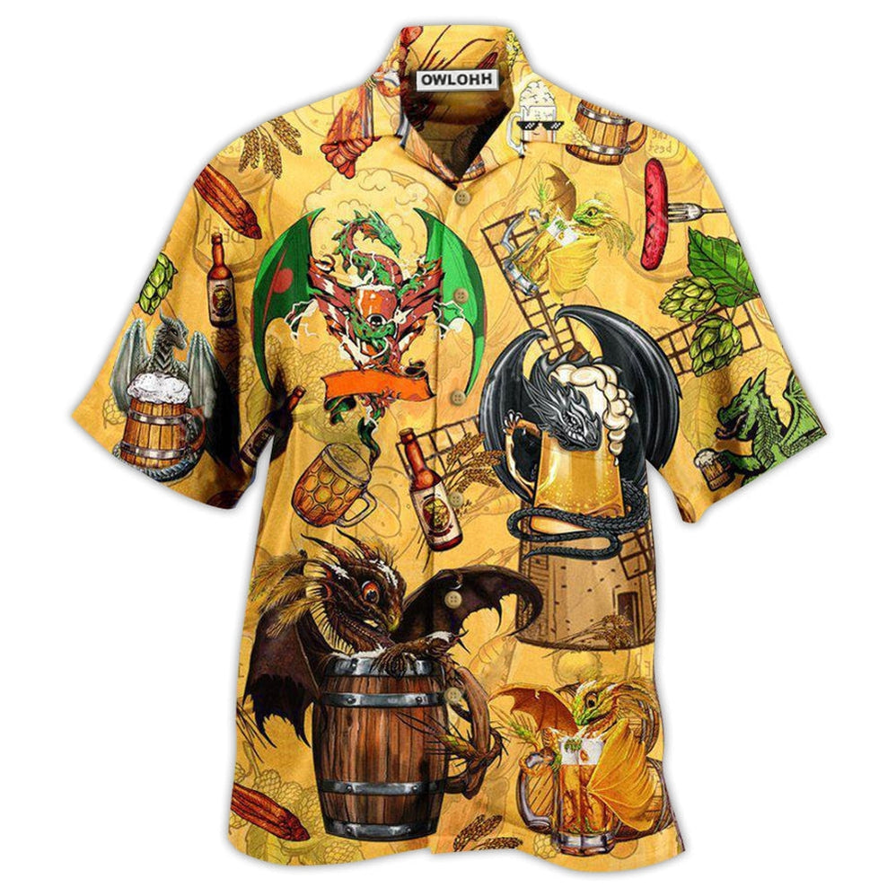 Hawaiian Shirt / Adults / S Beer Dragon Drunkgon Loves Beer - Hawaiian Shirt - Owls Matrix LTD