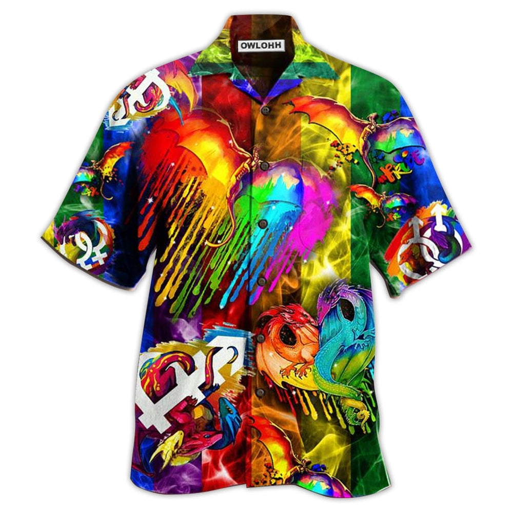 Hawaiian Shirt / Adults / S LGBT Dragon Love Life - Hawaiian Shirt - Owls Matrix LTD