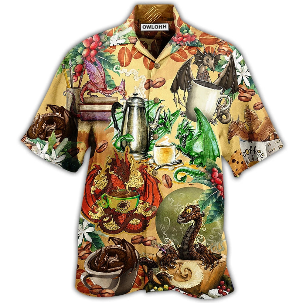 Hawaiian Shirt / Adults / S Dragon Love Coffee Every Time - Hawaiian Shirt - Owls Matrix LTD