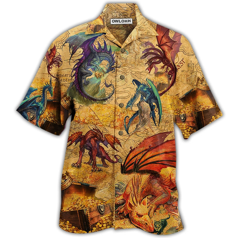 Hawaiian Shirt / Adults / S Dragon Love Gold Amazing - Hawaiian Shirt - Owls Matrix LTD