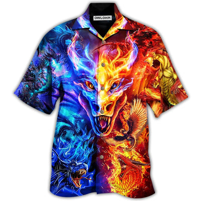 Hawaiian Shirt / Adults / S Dragon Fire And Water Love Life - Hawaiian Shirt - Owls Matrix LTD