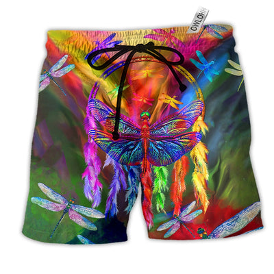 Beach Short / Adults / S Dragonfly Love Life Dreamcatcher Colorful - Beach Short - Owls Matrix LTD
