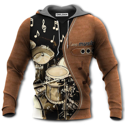 Unisex Hoodie / S Drum Brown Drum Love Music - Hoodie - Owls Matrix LTD