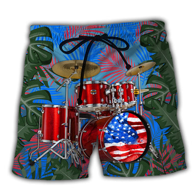 Beach Short / Adults / S Drum Independence Day America - Beach Short - Owls Matrix LTD