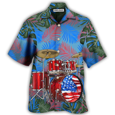 Hawaiian Shirt / Adults / S Drum Independence Day America - Hawaiian Shirt - Owls Matrix LTD