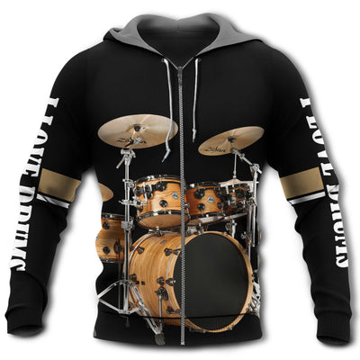 Zip Hoodie / S Drum Is My Life Love Drum - Hoodie - Owls Matrix LTD