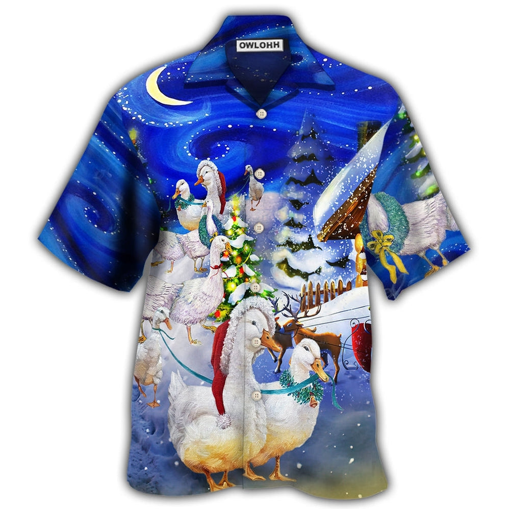 Hawaiian Shirt / Adults / S Duck Christmas Light All Night - Hawaiian Shirt - Owls Matrix LTD