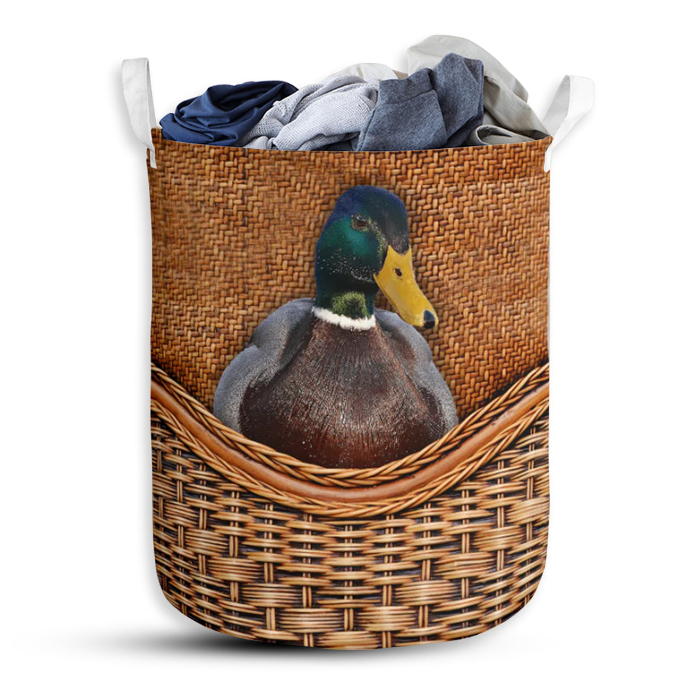 S: 17.72”x13.78” (45x35 cm) Duck Rattan Teaxture - Laundry Basket - Owls Matrix LTD