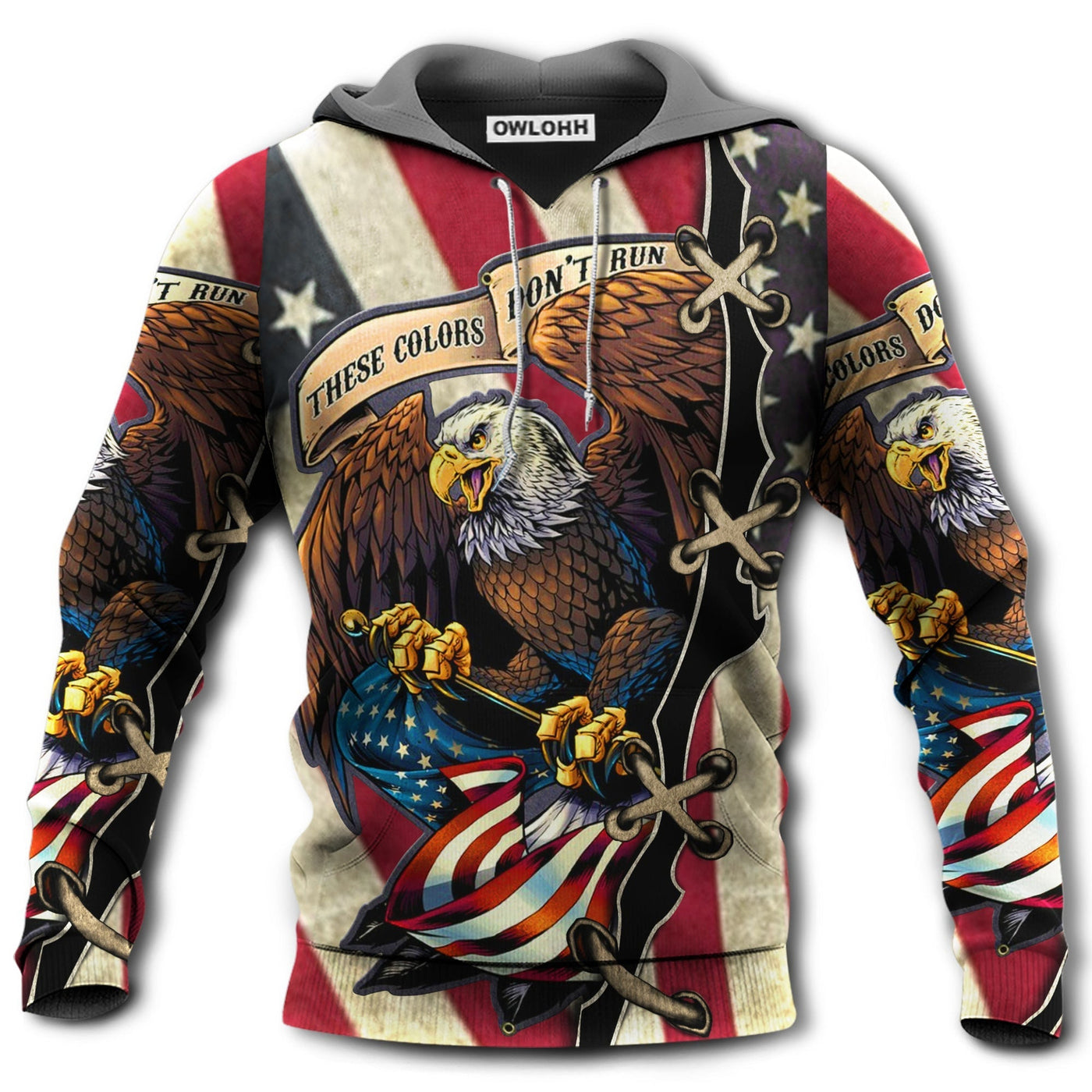Unisex Hoodie / S Eagle American Eagle Fly Flag - Hoodie - Owls Matrix LTD