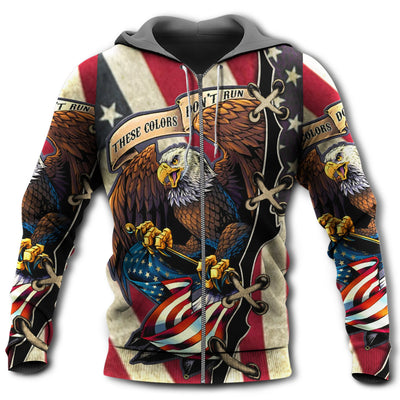 Zip Hoodie / S Eagle American Eagle Fly Flag - Hoodie - Owls Matrix LTD