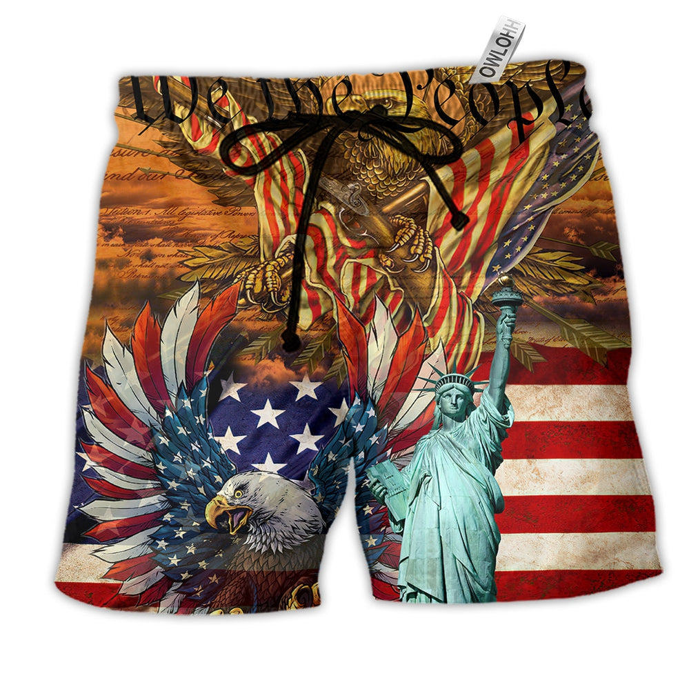 Beach Short / Adults / S Eagle American Patriotism Eagle Style - Beach Short - Owls Matrix LTD