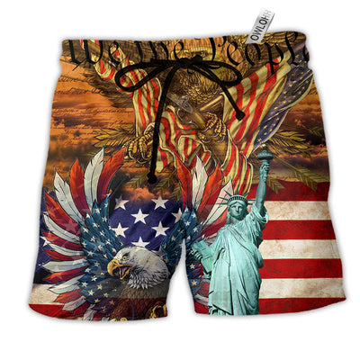 Beach Short / Adults / S Eagle American Patriotism Eagle Style - Beach Short - Owls Matrix LTD