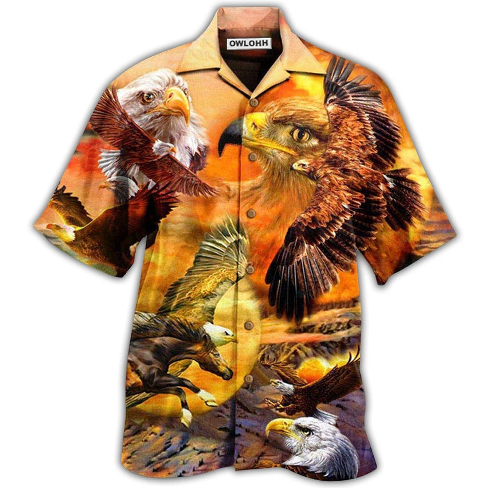 Hawaiian Shirt / Adults / S Eagle Flying In The Sunset Sky - Hawaiian Shirt - Owls Matrix LTD