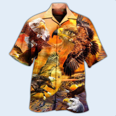 Eagle Flying In The Sunset Sky - Hawaiian Shirt - Owls Matrix LTD