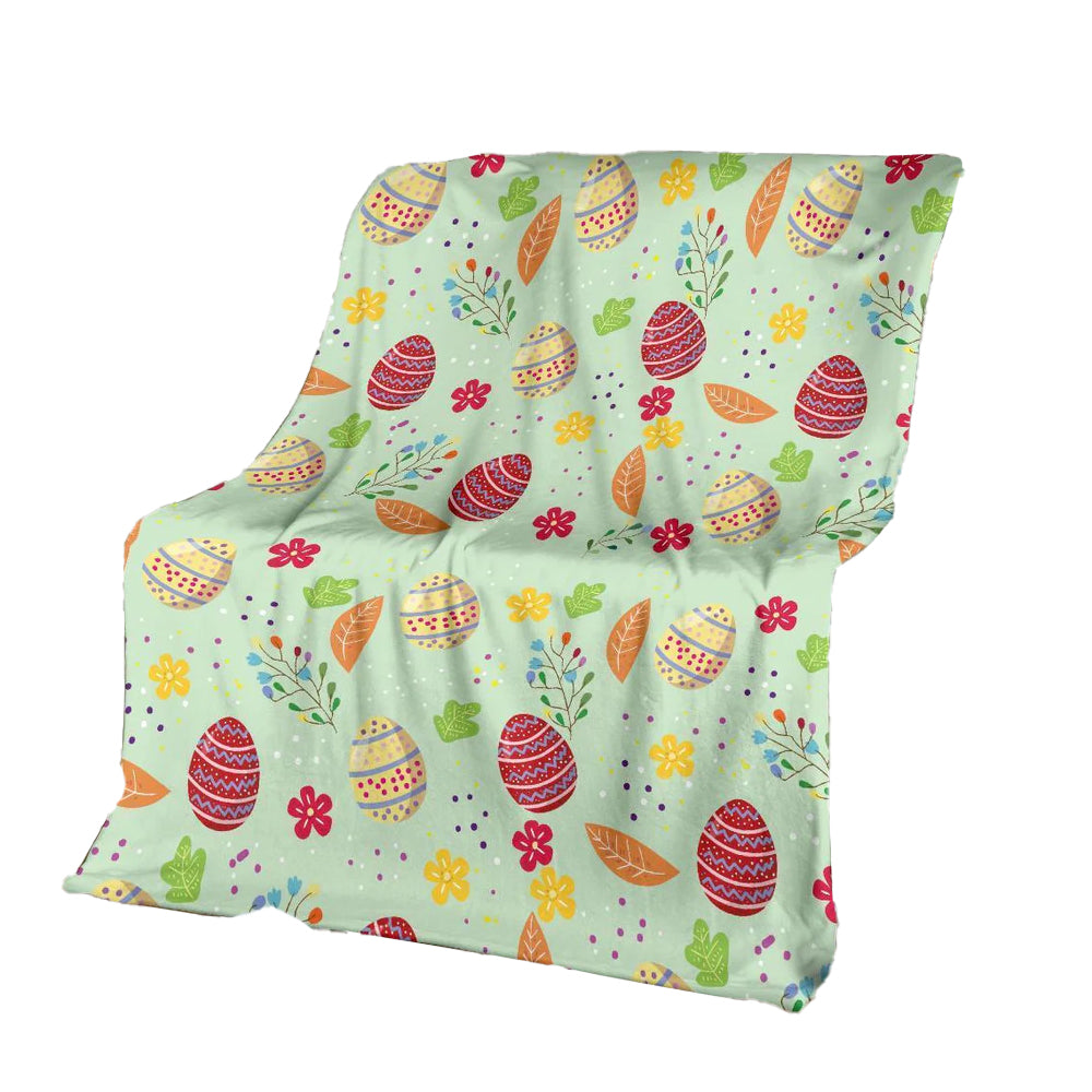 50" x 60" Easter Eggs Pattern Leaf Happy Easter Day - Flannel Blanket - Owls Matrix LTD