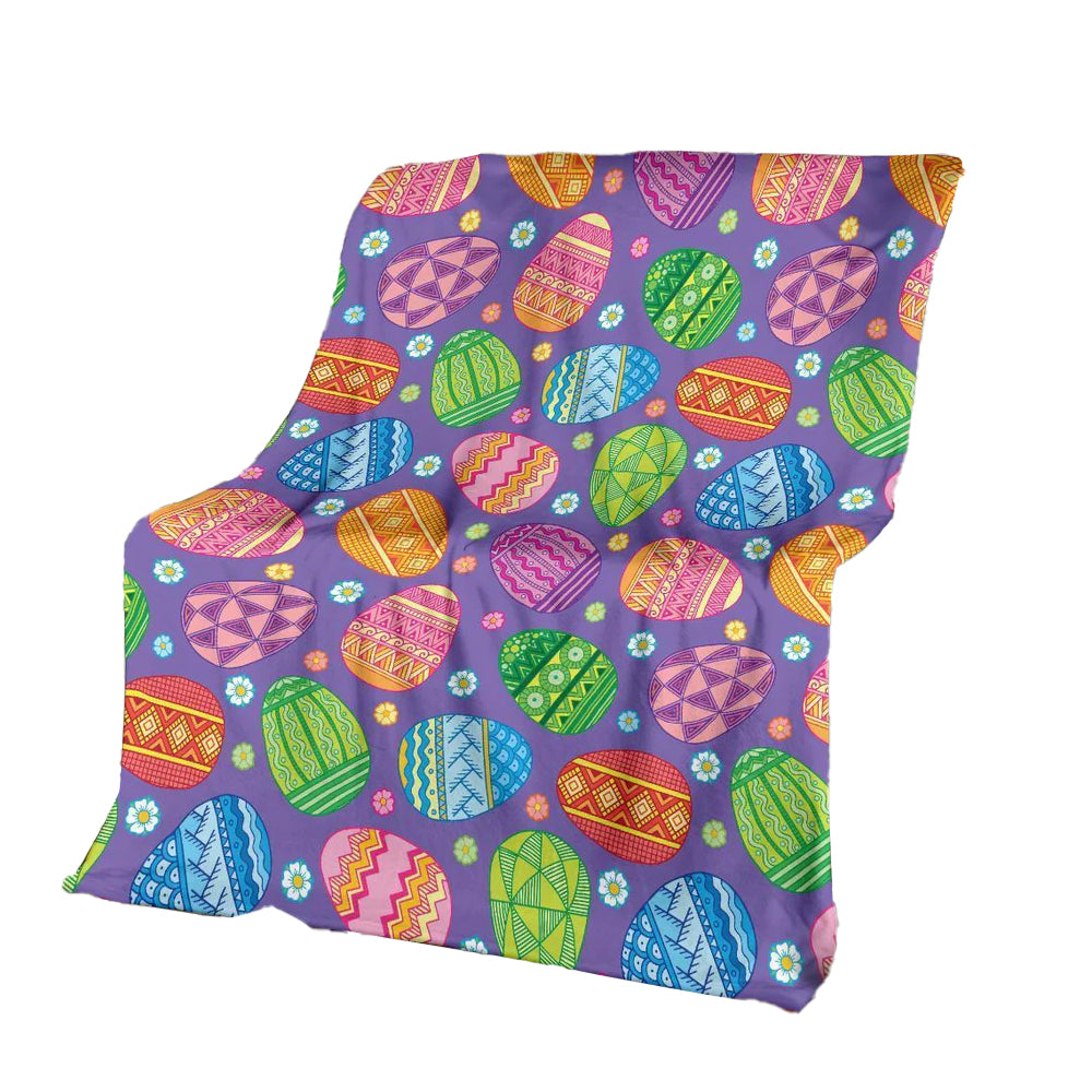 50" x 60" Easter Eggs Pattern Rainbow Happy Easter Day - Flannel Blanket - Owls Matrix LTD