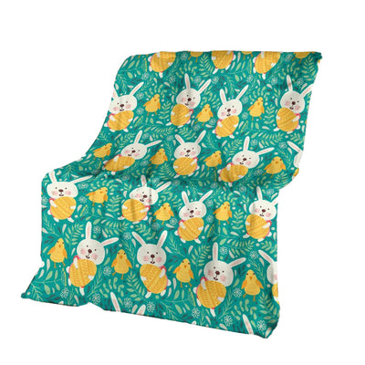50" x 60" Easter Eggs Yellow Egg Bunny Happy Easter - Flannel Blanket - Owls Matrix LTD
